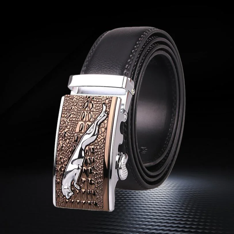 Ремень мужской из спилковой кожи с автоматической пряжкой дизайнерский пояс