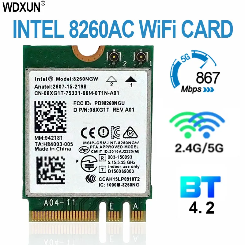 Фото Модуль беспроводной сетевой карты Intel 8260 2 4 band + 5 ГГц 867m bluetooth ngff m.2 Wi-Fi для intel ac 8260ngw