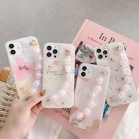 cute silicone phone back case with flower chain strap for iphone1212pro12pro max12 mini luxury fashion protective phone cover