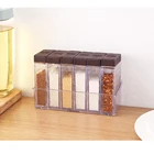 Набор из 6 специй бутылка для хранения специй стеллаж для выставки товаров Пластик двойной крышкой приправы коробка соль емкость для перца Кухня стойка для хранения специй бутылка