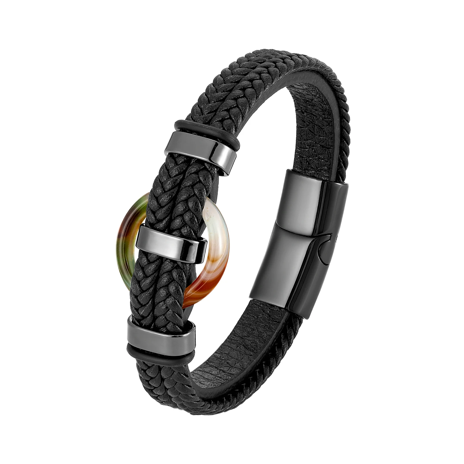 Новый модный дизайнерский мужской браслет из натурального агата и круга волны