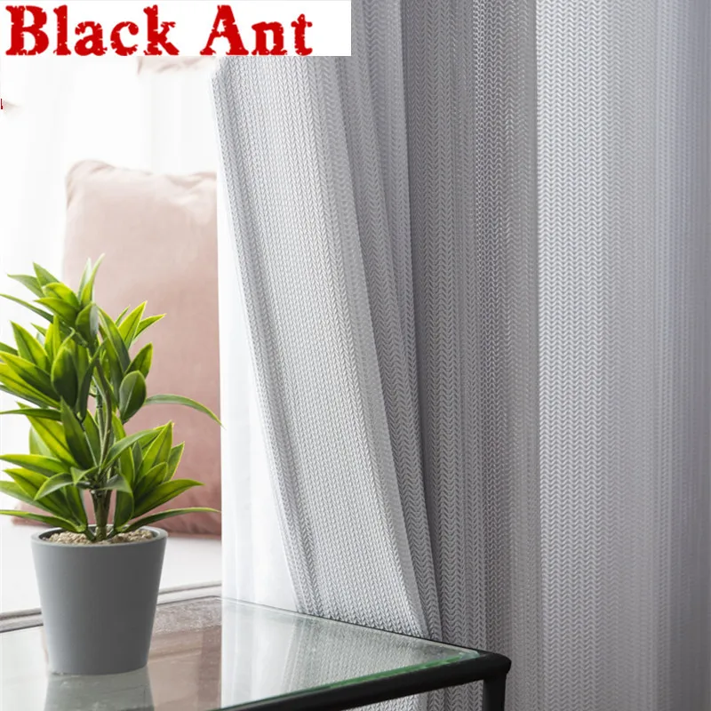 Европейские Простые прозрачные Занавески геометрического серого цвета для