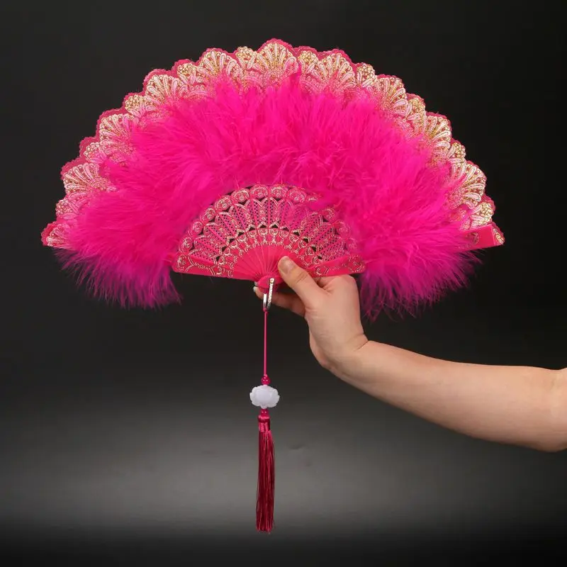 Синие белые красные ручные фанаты свадебные кружевные перья веер для свадьбы |