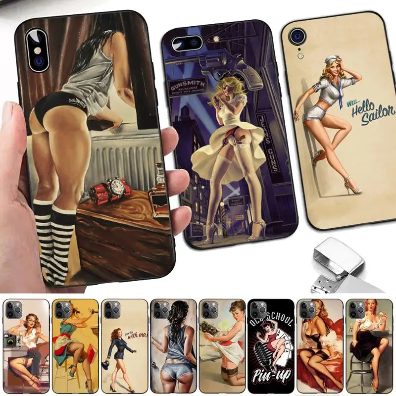 

Pin Up Girl Phone Case for iphone 13 11 12 pro XS MAX 8 7 6 6S Plus X 5S SE 2020 XR case