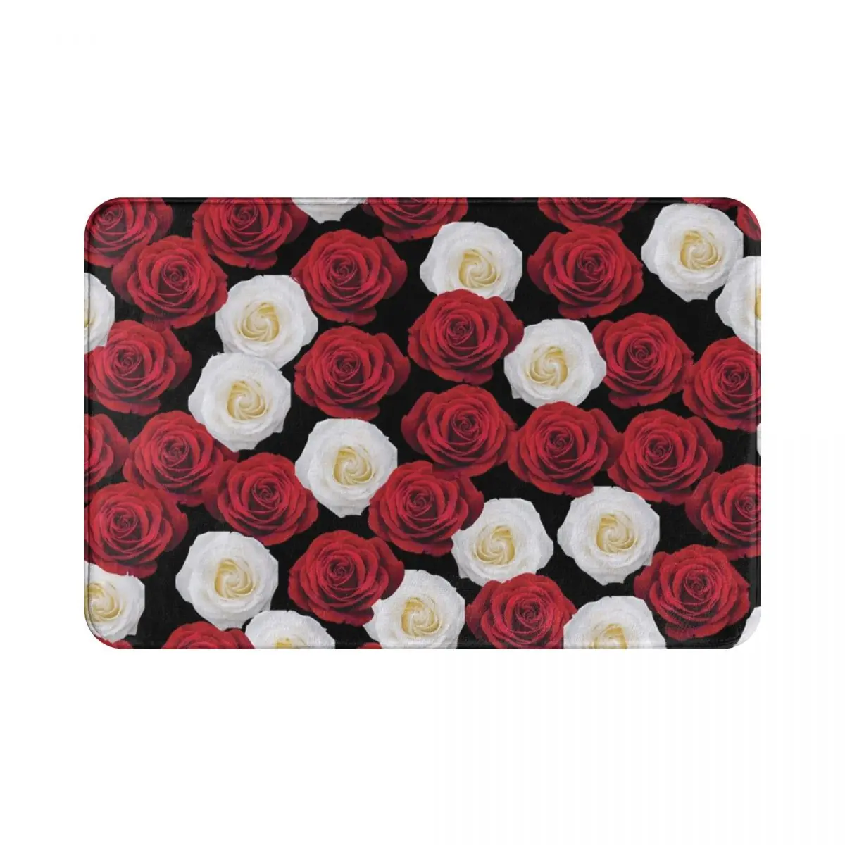 

Коврик для входа с красными и белыми розами, Нескользящий Впитывающий Коврик из полиэстера, для кухни, спальни, балкона, туалета