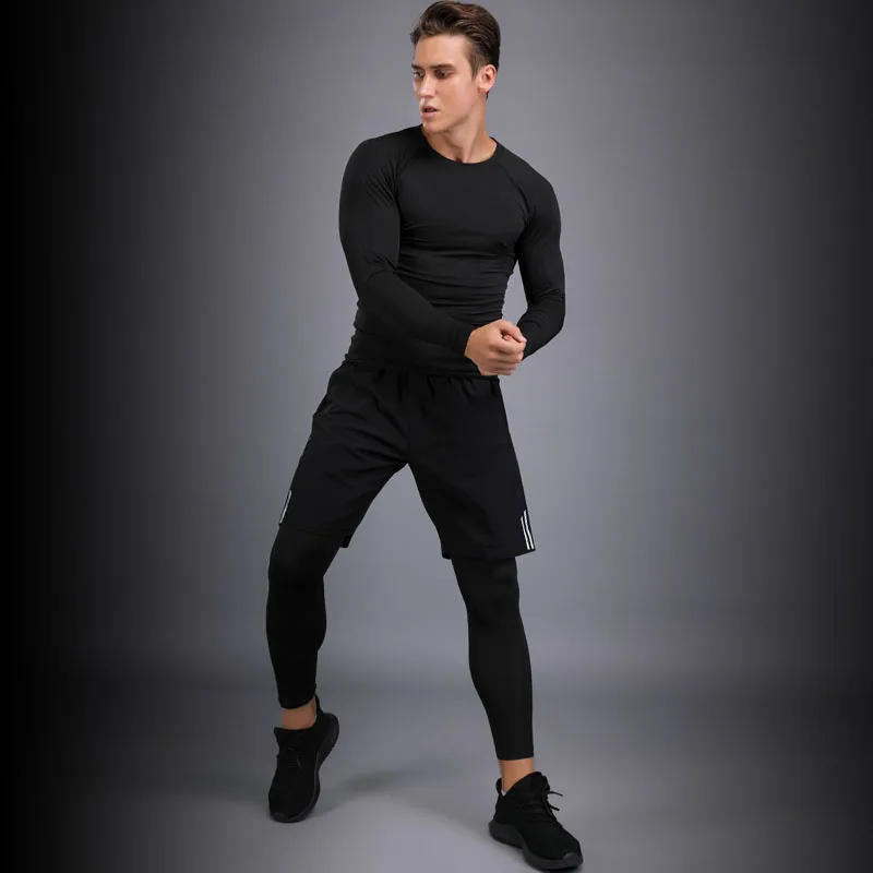 

Men's 3-Piece Sportswear Sports Suit, Running Gym Yoga Training Of Men's Quick-Drying Compression Clothing