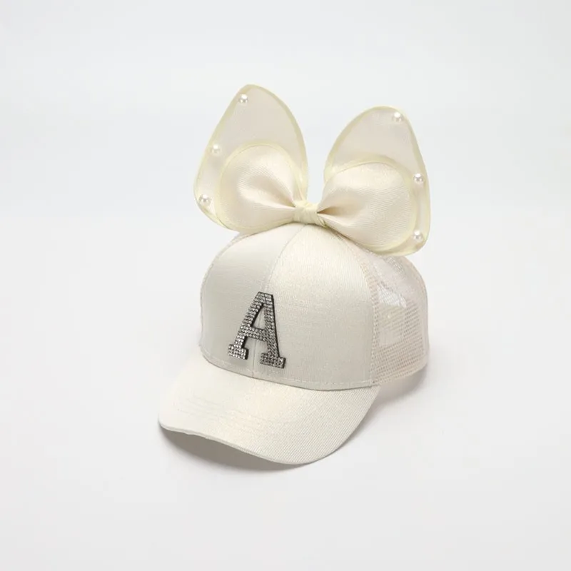Детская кепка-бейсболка с бантом и надписью A | Спорт развлечения