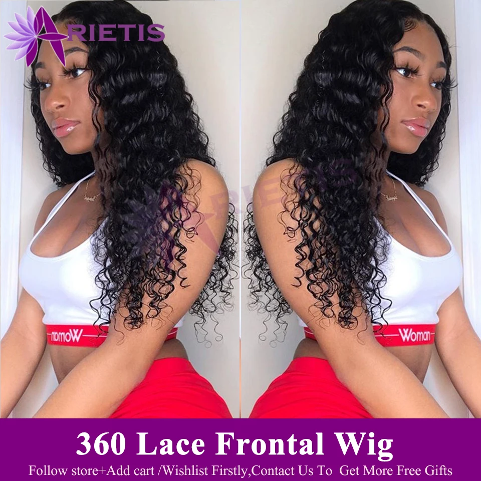 360 парик с фронтальным кружевом глубокая волна фронтальные человеческие волосы
