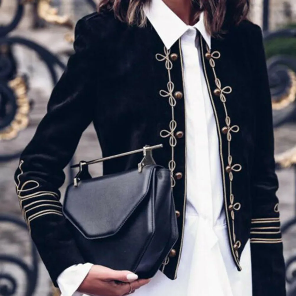 Женская мода Ретро стимпанк готическое военное пальто куртка Топ Кардиган