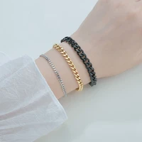 polished stainless steel bracelet for men women gold black color punk casual curb cuban link chain bracelet 3579mm