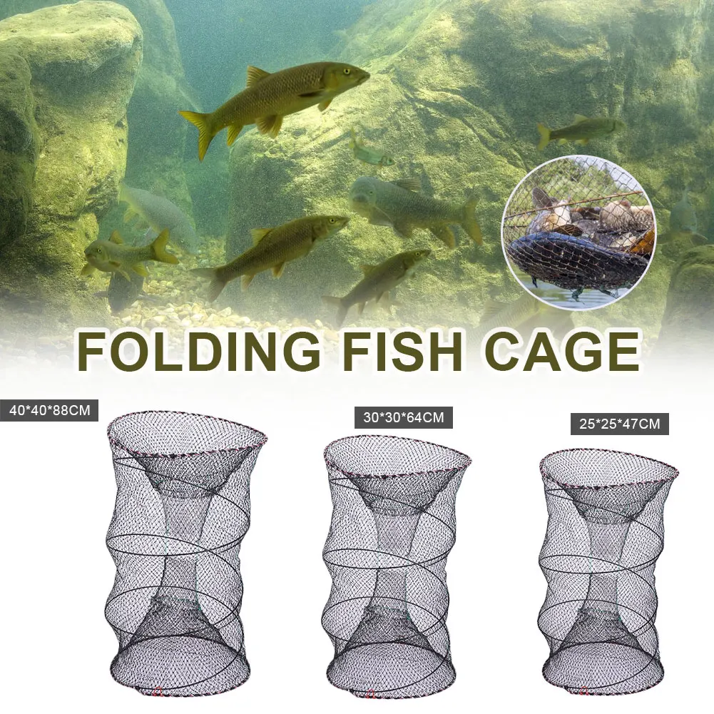 

Fishing Net Cage Folding Portable Fish Keep Net Fish Crayfish Crab Trap Net Fish Cage Outdoor Fishing Accessories