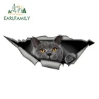 Забавные водонепроницаемые 3D наклейки для стайлинга автомобилей EARLFAMILY, 15 см х 6 см, британские короткошерстные, автомобильный стикер Кот, с серым котом