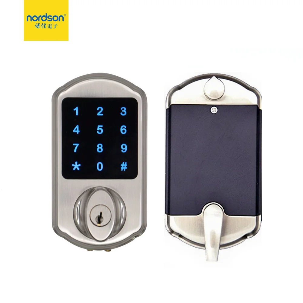 Hotel office smart electric dead bolt lock with card reader and LED touch screen supporting one time code