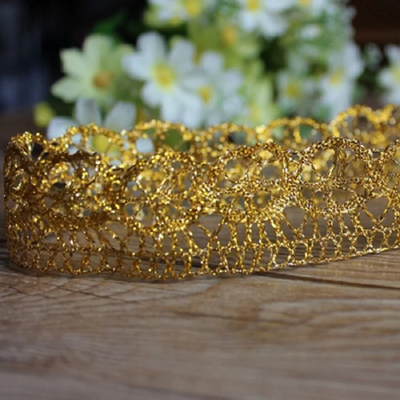 Бесплатная доставка 10 ярдов/партия золотистая серебристая кружевная отделка