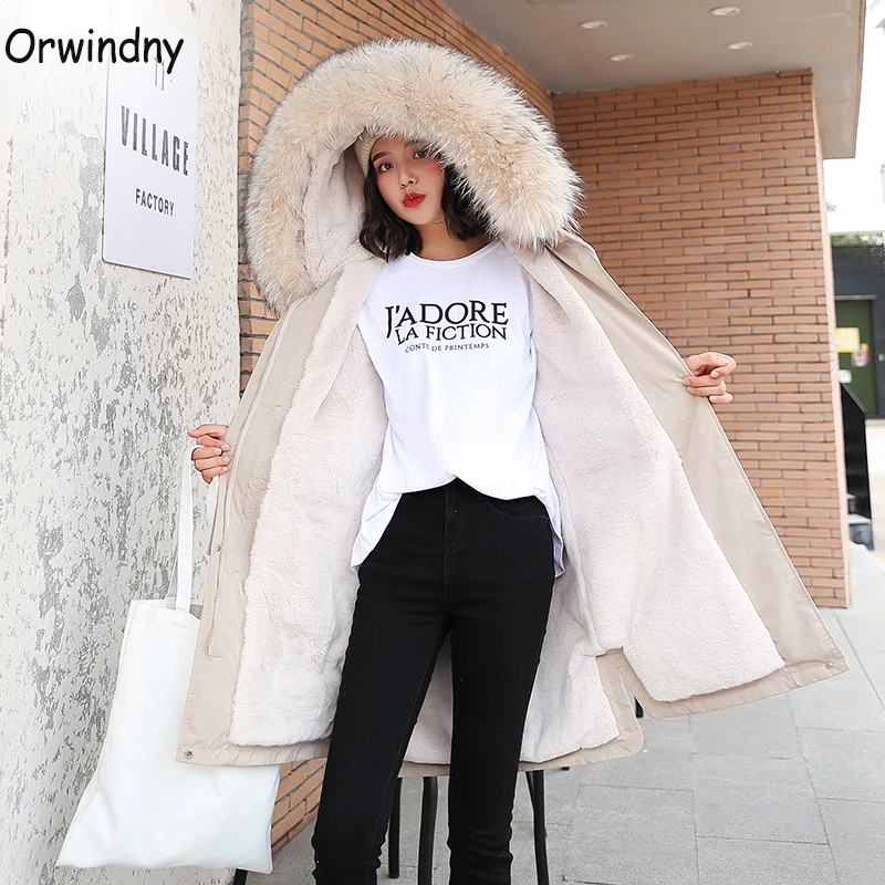 Orwindny пуховик женский зимняя куртка женская Большая Меховая парка зимняя одежда теплое пальто стеганые куртки верхняя одежда из овечьей шерсти зимняя куртка Casaco Feminina куртка женская