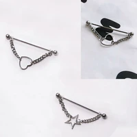 1pc punk industrial piercing barbell chain ear gauge earrings cartilage 38mm bar helix pierc ear ring 14g body jewelry gothic