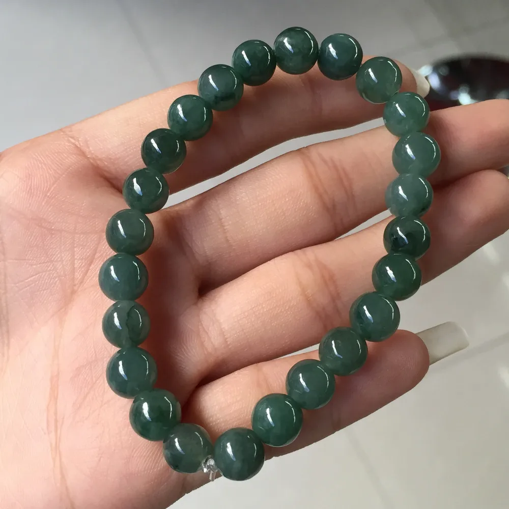 Аутентичный натуральный Морской нефритовый шарик 7-8 мм шариковый браслет |