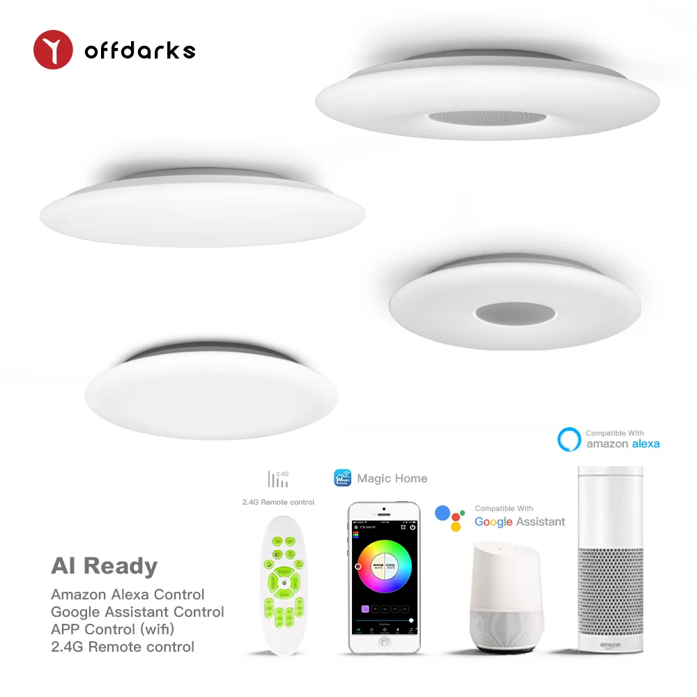 $65.79 OFFDARKS Smart LED Ceiling Lights WIFI Voice Control APP Control RGB Dimming Bluetooth Speaker Ceiling Lamp Kitchen Living Room