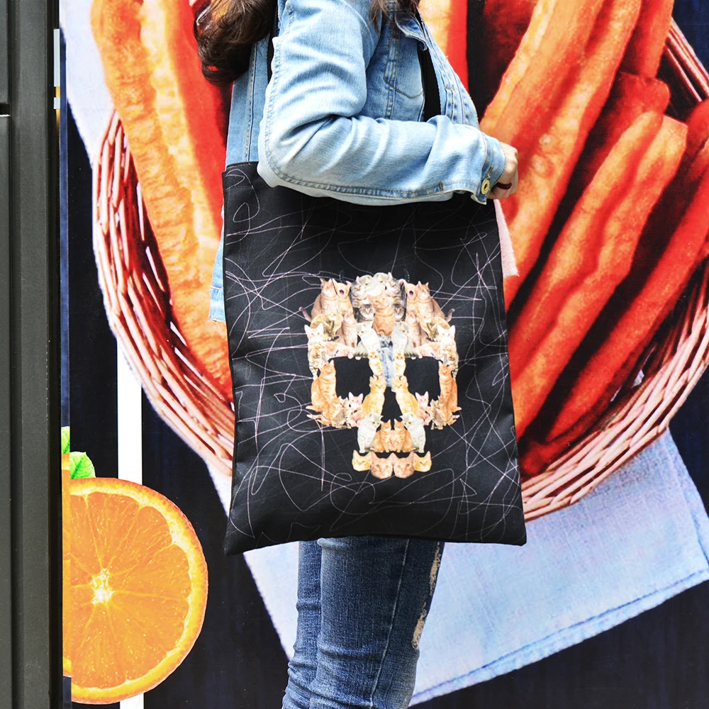 Африканская темнокожая девушка Искусство Печать Tote Женская Холщовая Сумка для