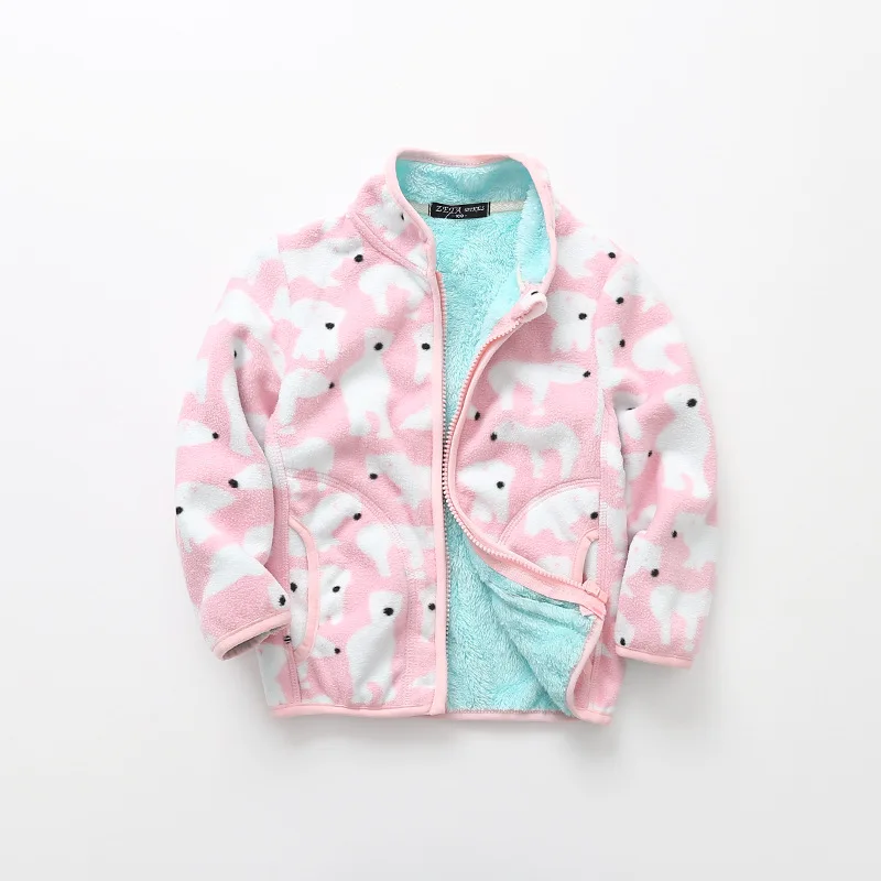 

Children Outwear Boys Girls Coat Autumn Spring Cartoon Fleece Warm Jacket Long-Sleeved Clothes Kids 3 4 5 6 7 Years Tops