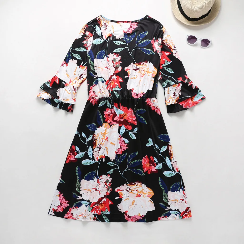 Женское платье с длинным рукавом и круглым вырезом Mommy & Me цветочным принтом для