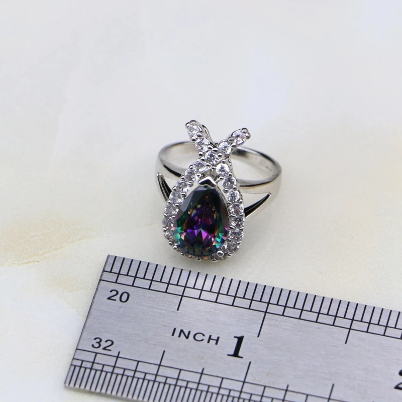 Женский комплект из колье серёг кольца и браслета серебра 925 пробы | Украшения