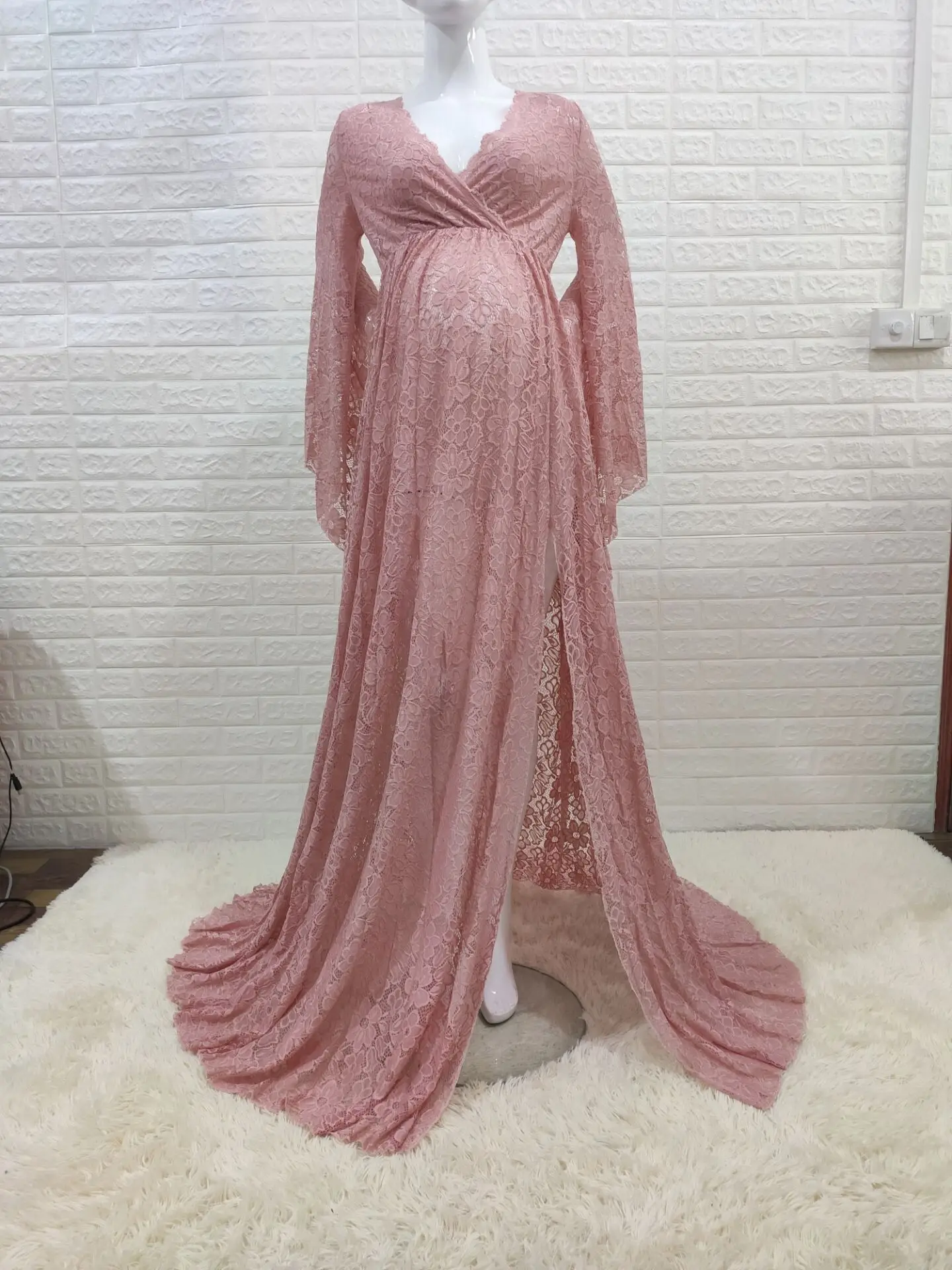 

2021 Boho Style Lace Maternity Dress For Photography Maternity Photography Outfit Maxi Gown Pregnancy Women Lace Long Dress