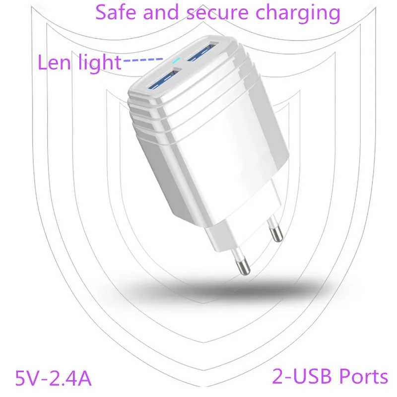 Сетевое зарядное устройство с 2 USB-портами Магнитный зарядный кабель Micro usb для