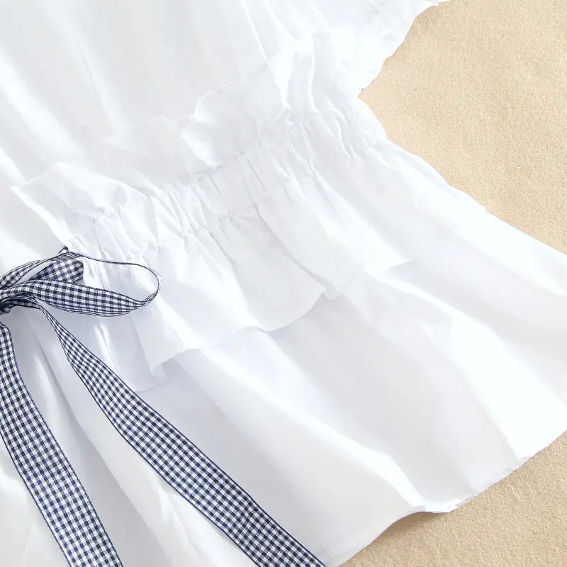 

Ensemble deux pieces fronce pour femmes, chemise a manches bouffantes et pantalon large a nouer, a la mode, nouvelle ete 2020