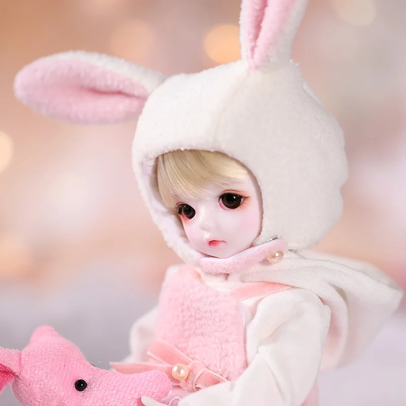 Fullset милая кукла девушка крем 1/6 sd bjd игрушки 26 см тело из смолы с плюшевым кроликом