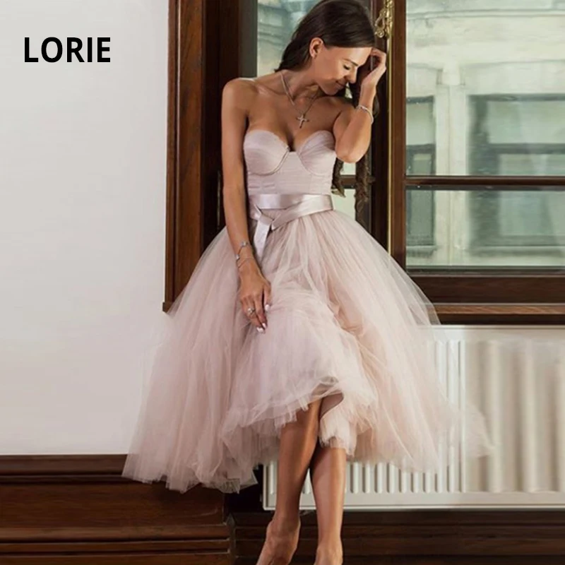Короткие Розовые Свадебные платья LORIE 2019 мягкое Тюлевое Платье До Колена простое