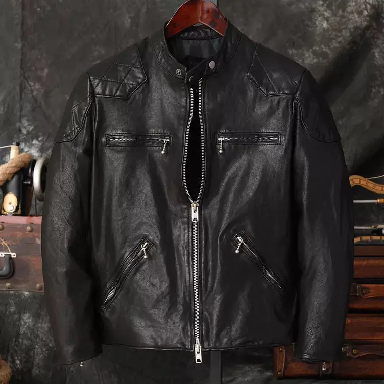 

2021 Spring Autumn Men's Leather Jacket Stand Collar Coat Men Casual Motorcycle Leather Coat Mens Sheepskin Jackets Coats A191