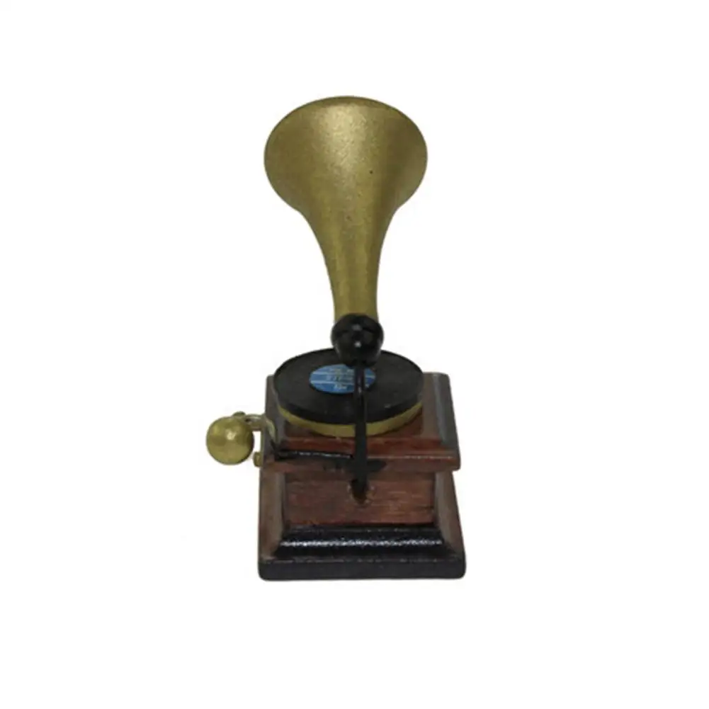 Миниатюрный Кукольный домик 1:12 деревянная мебель Модель ретро-граммофон