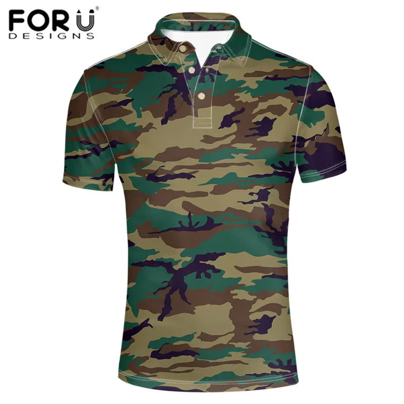 Модная камуфляжная мужская рубашка поло FORUDESIGNS летние повседневные короткие