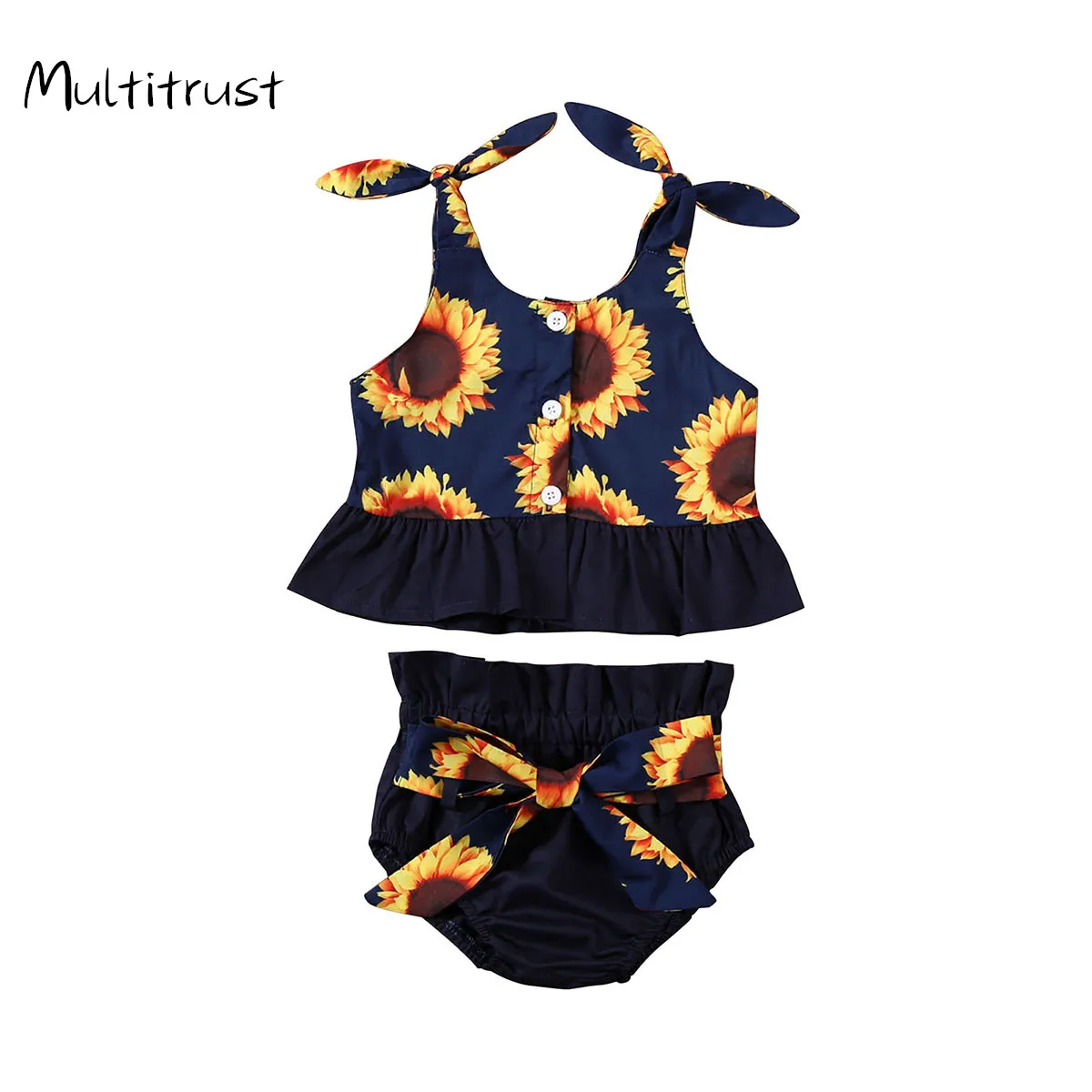 

Baby Girl Print Clothing Set Floral Sunflower Clothes Sleeveless Pullover Set Infant Kids Toddlers Clothes 0-24 Months