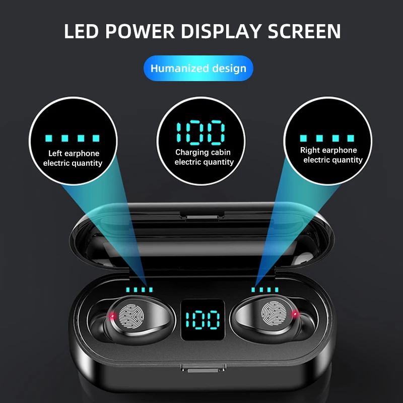 Наушники вкладыши TWS с F9 5 0 Bluetooth наушники гарнитура для бега Поддержка iOS/Android