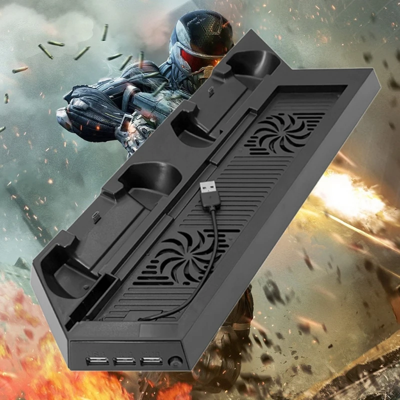 

67JA Dual Charge Station Universal Controller Charger Compatible with PS4 Cooling System Additional USB HUB Ports