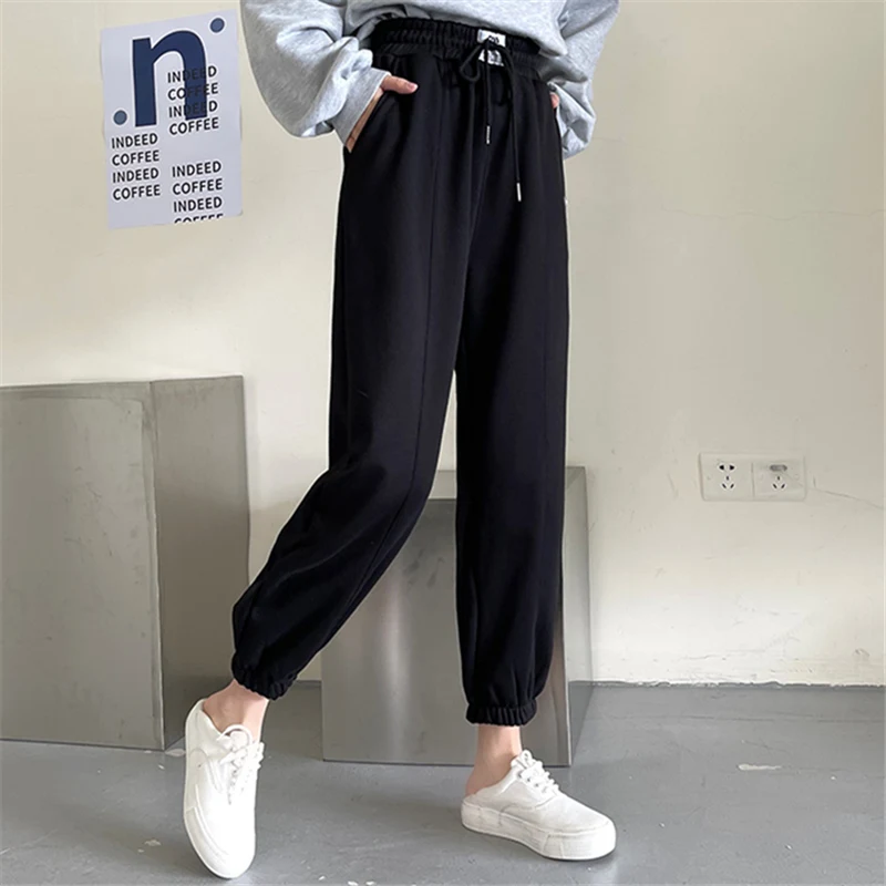 

Fleece-Lined Thick Track Pants Women's Autumn and Winter Trendy Ins Loose Tappered Slimming Casual Ulzzang All-Matching Harem