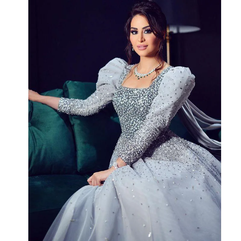 Роскошные арабские Дубаи трапециевидные Выпускные платья с длинным рукавом