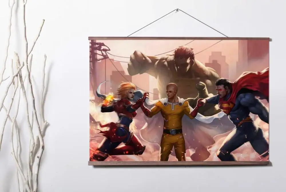 One Punch Man Saitam художественный плакат на холсте для украшения комнаты с подвесным
