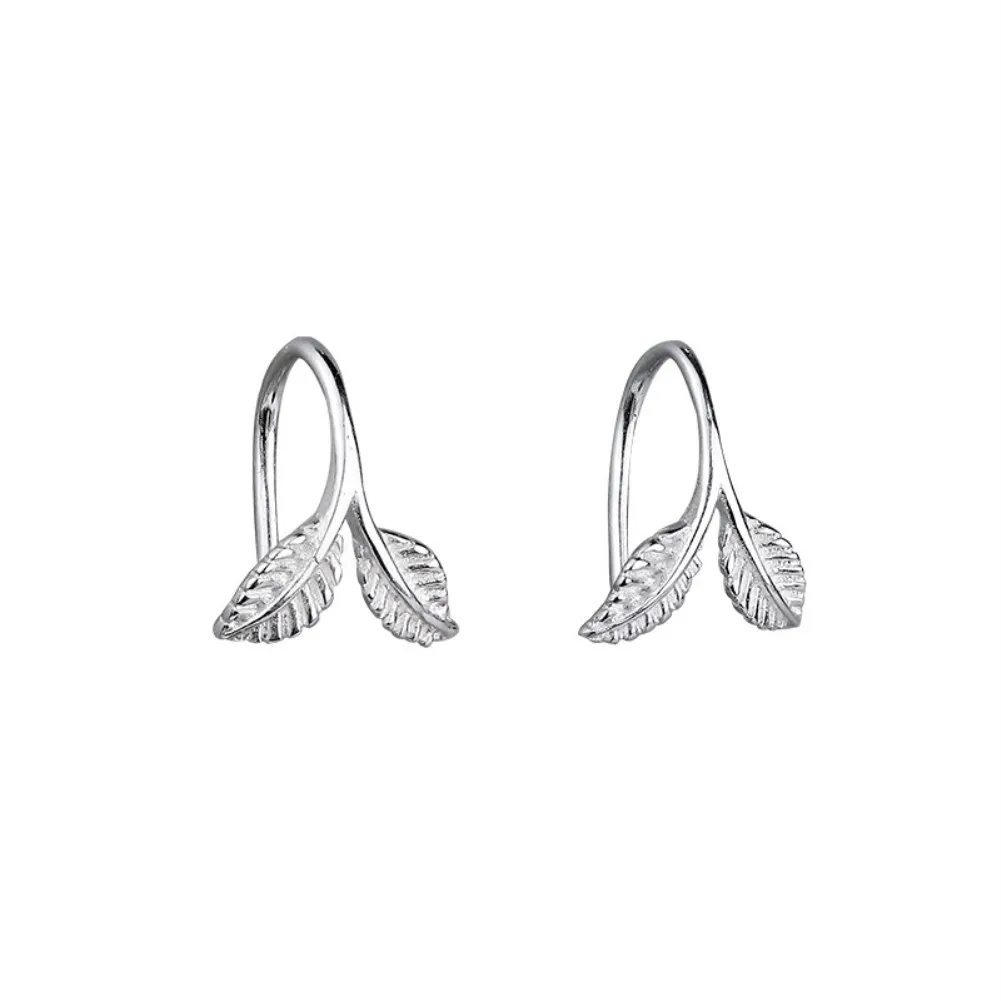 

ZEMIOR 925 Sterling Silver Earrings For Women Lovely Tree Leaf Plant Small Stud Earrings Prevent Allergy Jewelry Birthday Gift
