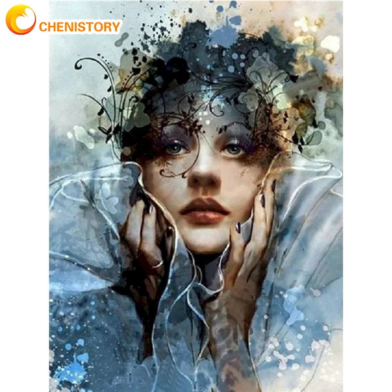

CHENISTORY Painting By Numbers Abstract Girl Drawing Frame DIY Oil Modern Wall Art Gift Home Decor Handmade Filling Adults Kit