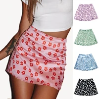 summer women skirt 2020 high waist satin print skirt european and american pink flower leopard women cute sweet girls skirt