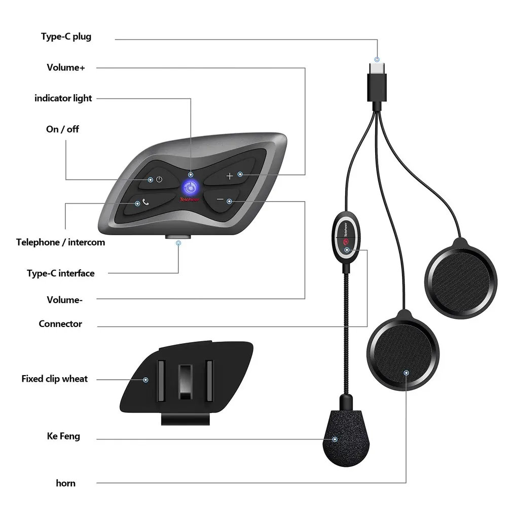 

T2-1200 Motorcycle Intercom Music Function Intercom Function Voice Function High Restoration And High Fidelity