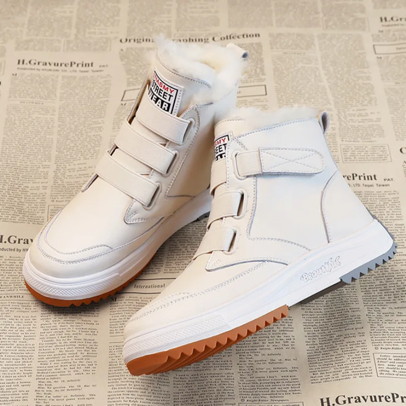 

Новые зимние женские ботильоны, бархатные толстые ботинки Martin из воловьей кожи, сохраняющие тепло хлопковые ботинки с мехом