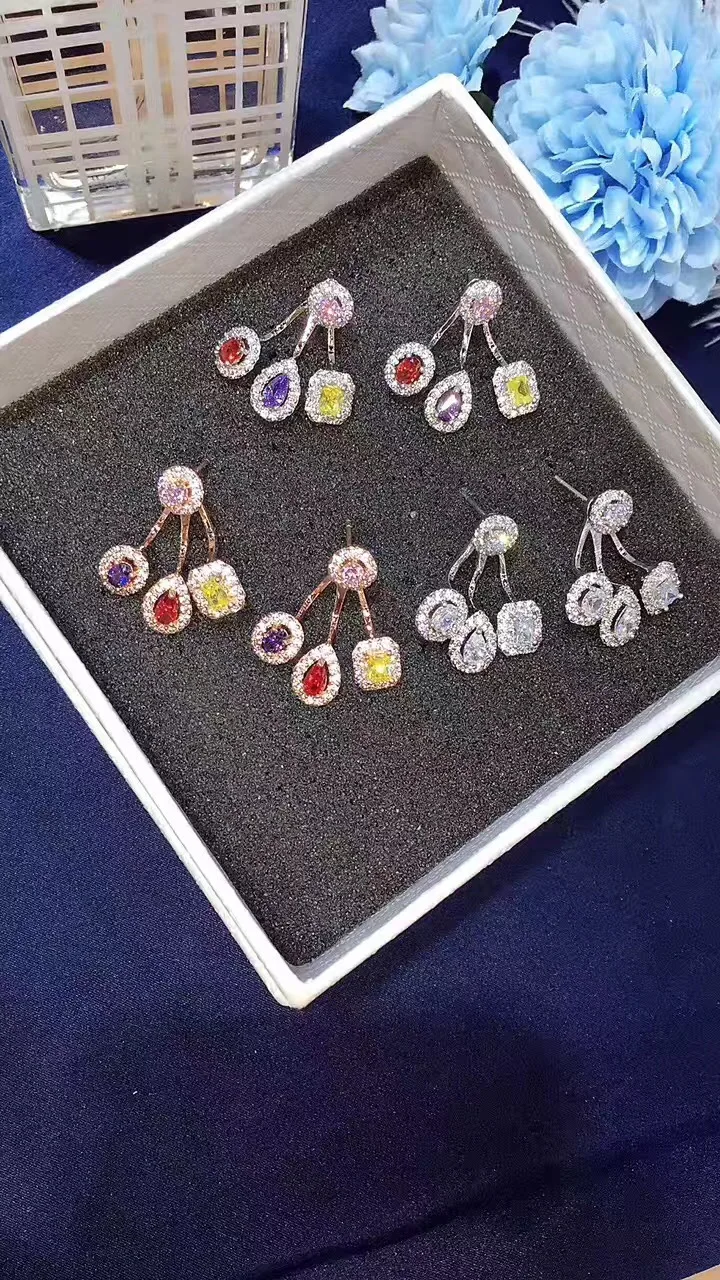 НОВЫЕ Изящные Роскошные гемометрические серьги с фианитом для вечерние ринки