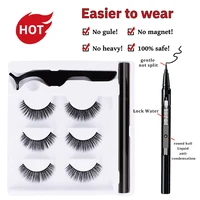 3pairs self adhesive eyeliner pen lashes set quickdrying no magnetic eyelashes extension wholesale faux cils natural makeup tool