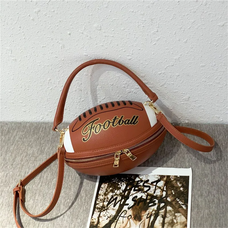 

New Design Basketball Shape Hand Bag Rugby Shape Crossbody Bag Fashion Messenger Bags Purses And Handbags