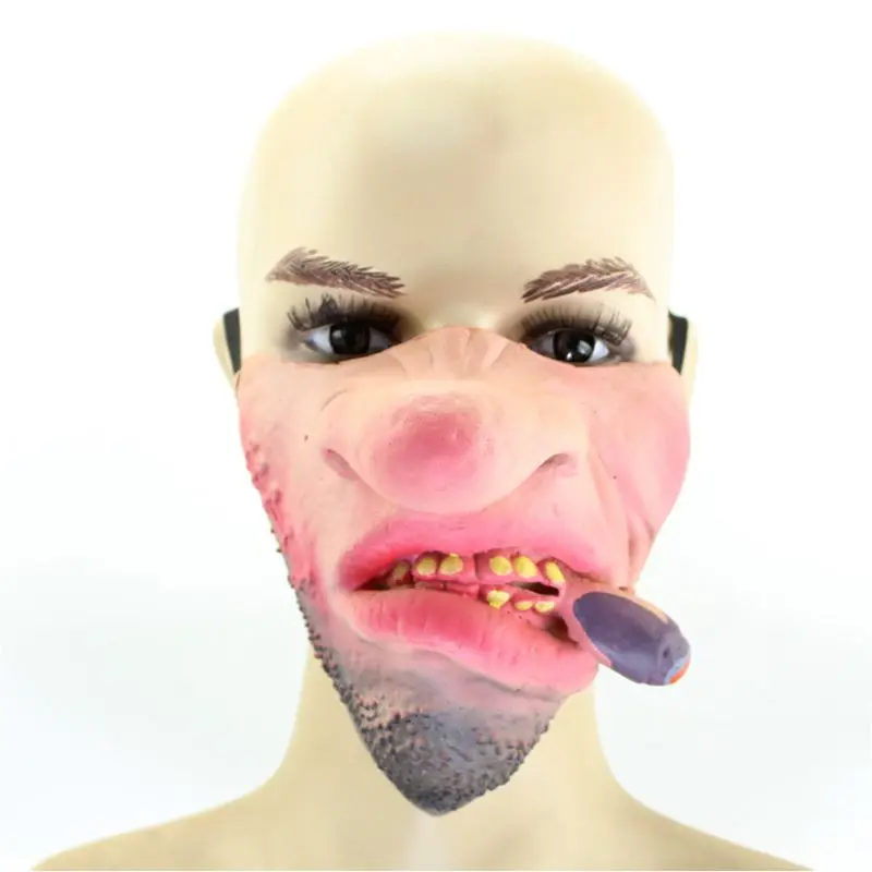 Забавная латексная маска на половину лица страшная с большим носом/узором для