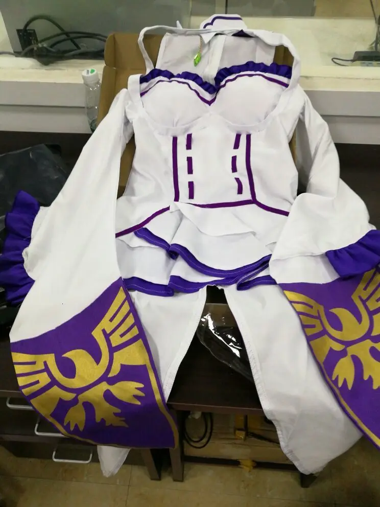 

10pcs/Set Emilia Dress Re Zero Cosplay Sets Wig Women Cosplay Dress Emilia Cosplay costume Anime Cosplay Party Halloween Party
